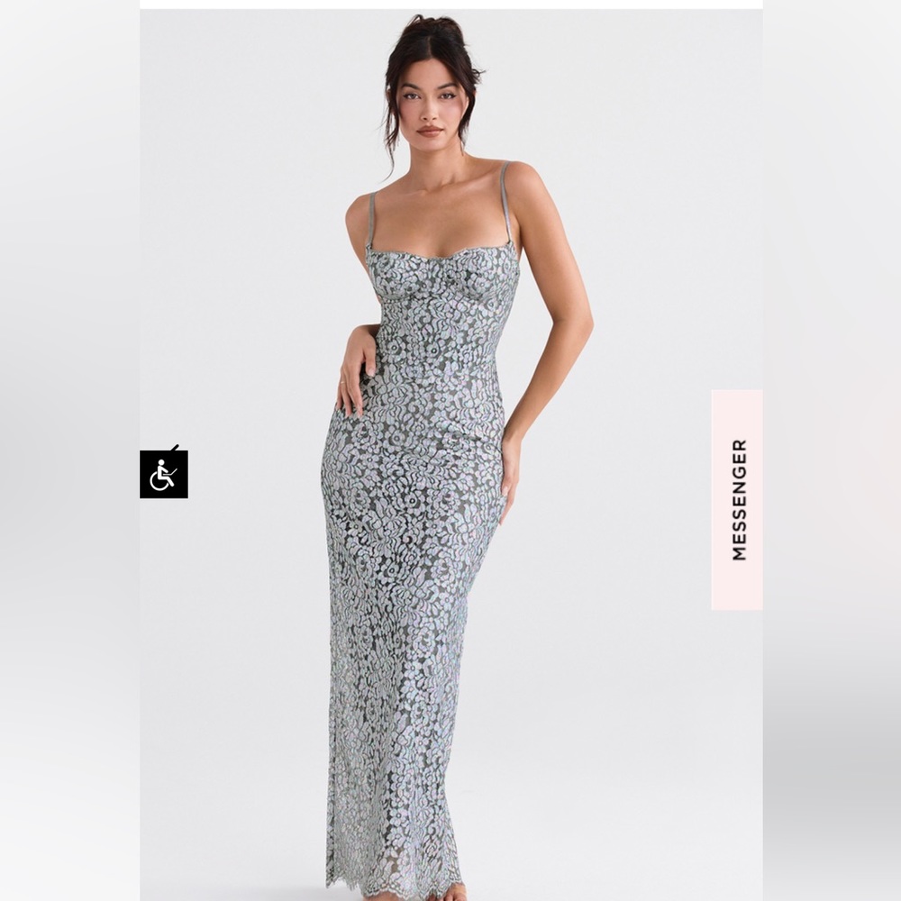House of cb floor length dress. Size D/E cup, Medium. Corset lining on chest.